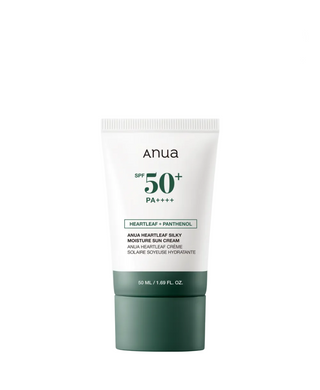 Anua Heartleaf Silky Moisture Sun Cream SPF 50+ PA++++ 50ml product packaging