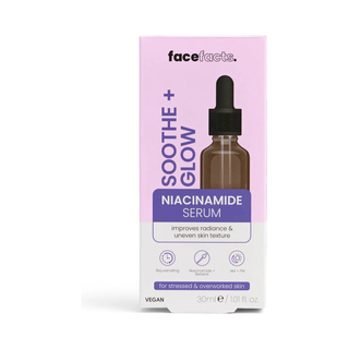 Face Facts Soothe & Glow Niacinamide Facial Serum 30ml, retail packaging, front view
