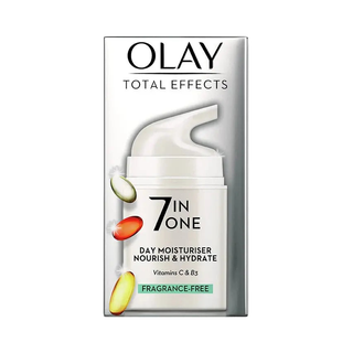 Olay Total Effects Fragrance Free Moisturiser, retail packaging, front view