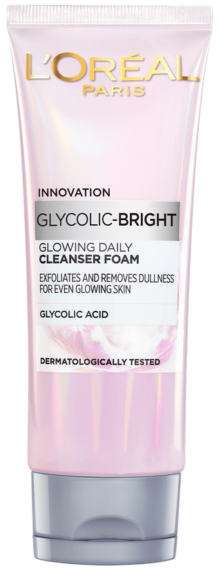 L'Oréal Paris Glycolic Bright Glowing Daily Cleansing Foam 100ml front packaging