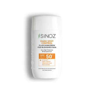 Sinoz Dark Spot Control Fluid Sunscreen SPF 50+ PA++++ 50ml retail bottle, front view