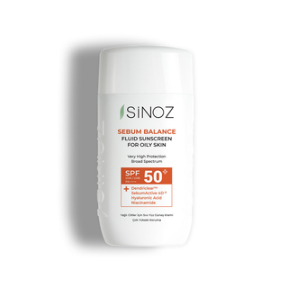 Sinoz Sebum Balance Fluid Sunscreen SPF50+ PA++++ 50ml bottle, front view