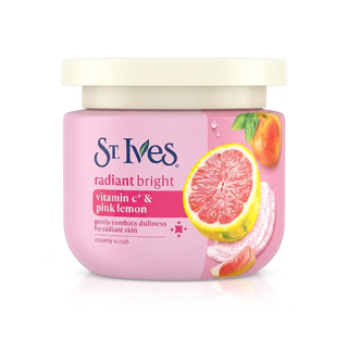St. Ives Radiant Bright Vitamin C & Pink Lemon Creamy Scrub 300g jar, front view