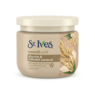 St. Ives Smooth Soft Glycerin & Colloidal Oatmeal Creamy Scrub 300g jar, front view